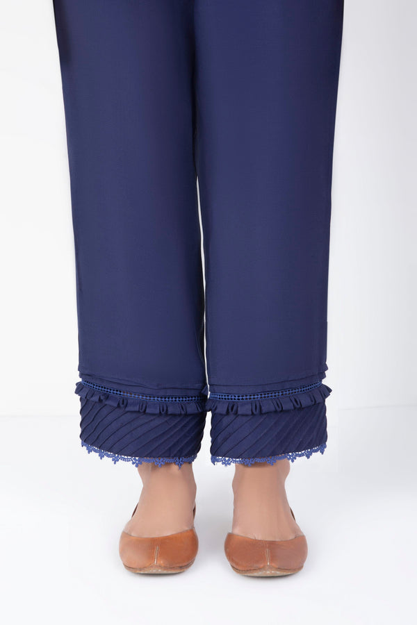 Navy Blue Silk Trouser