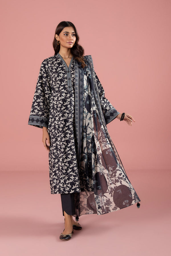 Womens Unstitched Day to Day 3 Piece - Printed Lawn Suit