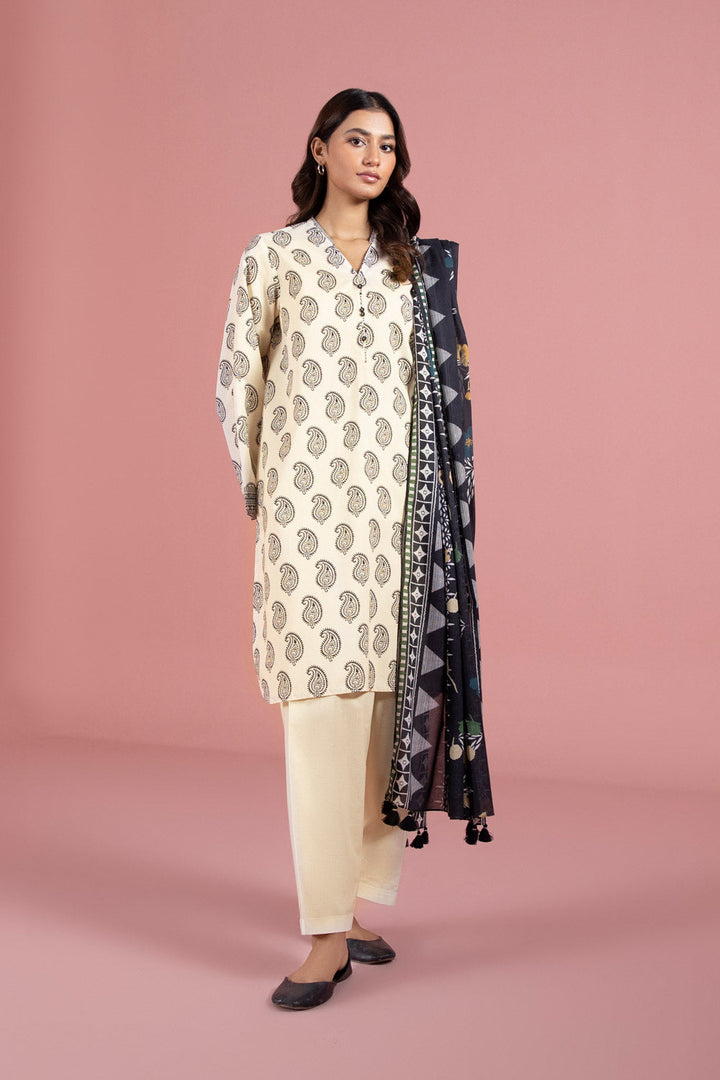 Womens Unstitched Day to Day 3 Piece - Printed Lawn Suit