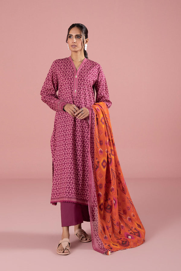 Womens Unstitched Day to Day 3 Piece - Printed Lawn Suit