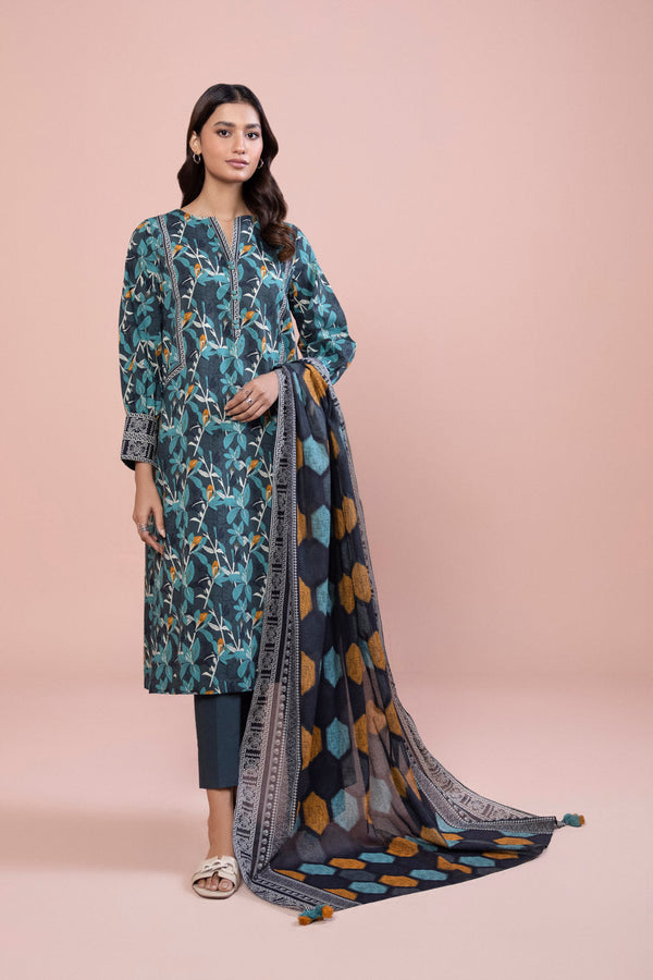 Womens Unstitched Day to Day 3 Piece - Printed Lawn Suit