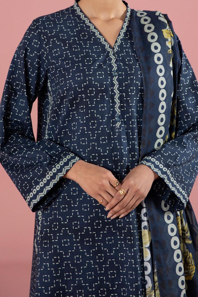 Womens Unstitched Day to Day 3 Piece - Printed Lawn Suit