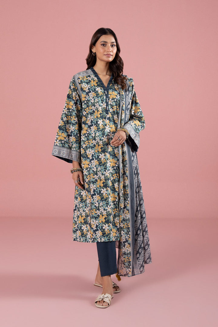 Womens Unstitched Day to Day 3 Piece - Printed Lawn Suit