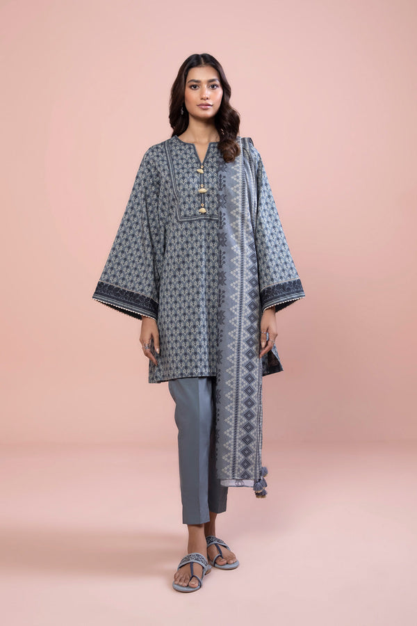 Womens Unstitched Day to Day 3 Piece - Printed Lawn Suit